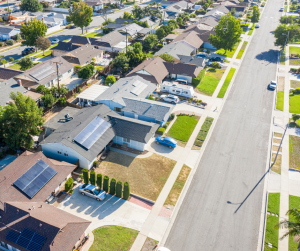 Neighborhood with Solar Panels